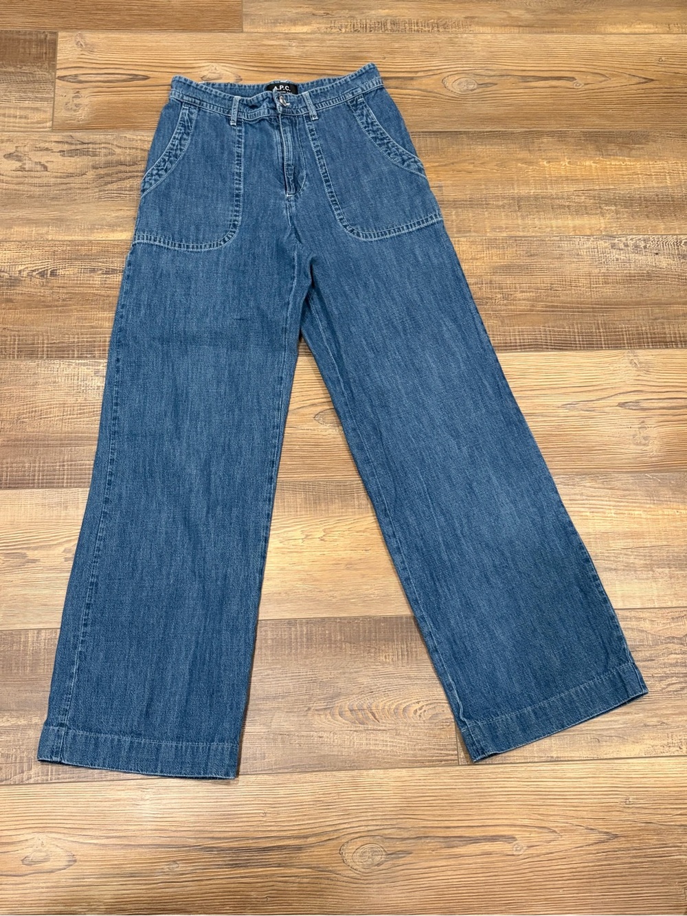 A.P.C. Women's Washed Blue Wide-Leg Jeans